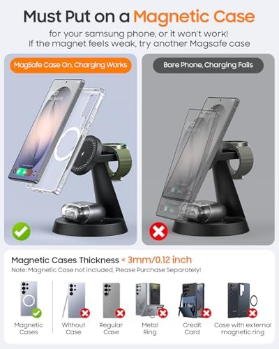 Meifigno Magnetic Wireless Charger for Samsung S26 Ultra/Galaxy Watch8/Buds - Image 5