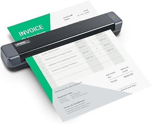 Plustek Mobile Scanner S410 Plus - Portable Sheet-Fed Document Scanner - for Windows 7 / 8 / 10 / 11, Featuring Button-Free Scanning with Included OCR Software by Plustek