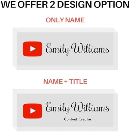 Customized Clear Acrylic Thick 8x3" Desk Name Plate Block with Personalized Logo - Professional Office Decor - Customized Acrylic Plate Gift for Teacher Co-workers (Logo (Clear Background)) - Image 3