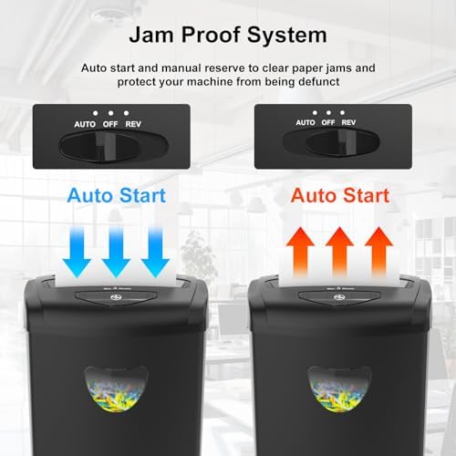 Paper Shredder for Home，Shred 12 Sheet Cross Cut,5.55-Gallon Basket, P-4 Security,Shred Paper/Cards/CDs/Staples/Clips - Jam Proof System for Home Office - Image 5