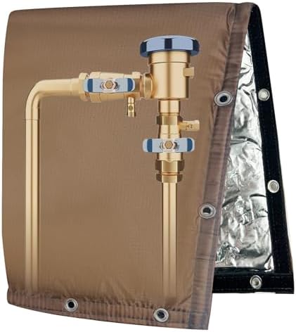 Backflow Preventer Insulated Cover (5˚F) Thick 6-Layer Fabric Pipe Insulation Cover (UV Coated) Winter Freeze Protection,for Water Well Pump Covers and Sprinkler Valve Covers (16" W X 20" H) by Yehchi