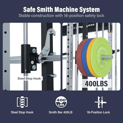 Major Fitness Drone MAX V Smith Machine with Weight Stacks, All-in-One Home Gym Squat Rack--2500LB Capacity, Dual LAT Pull-Down Systems & Cable Crossover Machine, Heavy-Duty Full-Body Workout Machine - Image 3