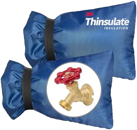 Outdoor Faucet Cover for Winter, 3M Thinsulate Spigot Cover for Winter Freeze Protection, Waterproof, 10" H x 6.3" W Outside Hose Bib Insulated Covers for Wall Taps, 2 Pcs Faucet Socks - Blue by Cerbonny