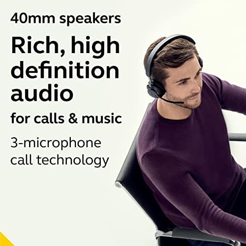 Jabra Evolve2 65 UC Wireless Headphones with Link380c, Stereo, Black – Wireless Bluetooth Headset for Calls and Music, 37 Hours of Battery Life, Passive Noise Cancelling Headphones - Image 5