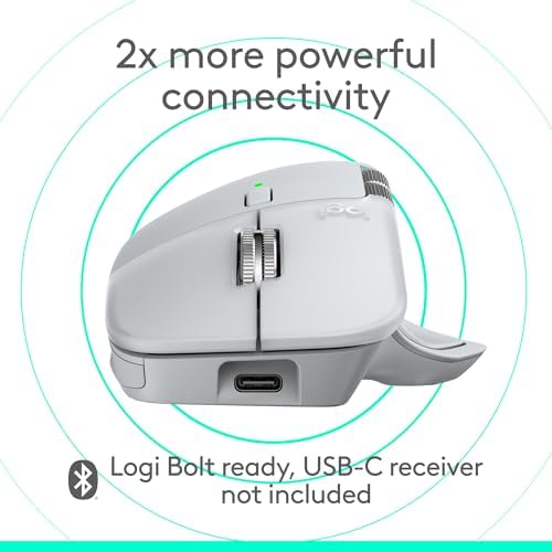 Logitech MX Master 4 for Mac, Ergonomic Bluetooth Mouse with Advanced Performance Haptic Feedback, Ultra-Fast Scrolling, USB-C Charging, MacOS, iPadOS, Windows - White Silver - Image 6
