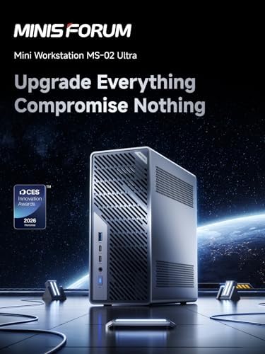 MINISFORUM MS-02 Ultra Workstation Mini PC, Intel Core Ultra 5 235HX(14C/14T, up to 5.1GHz), PCIe 5.0 x16, 4× DDR5, USB4 v2, 10GbE+2.5GbE (vPro), Wi-Fi 7, Barebone Without RAM/SSD/OS - Image 4