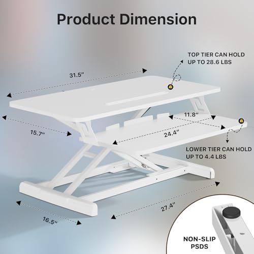 JOY worker 32" Standing Desk Converter, Height Adjustable Stand Up Riser - Image 2