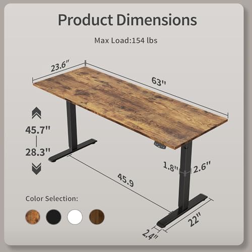 Agilestic 63*24 Inch Height Adjustable Electric Standing Desk, Rustic Brown - Image 3