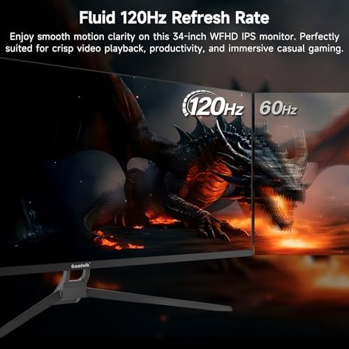 Gawfolk Gaming Monitor 34 inch IPS 120Hz, Ultrawide PC Screen 2560×1080P - Image 3