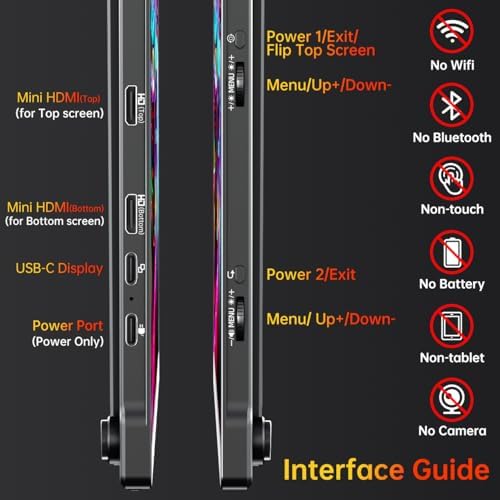 VisionOwl Portable Monitor Dual 15.6 Inch 1080P FHD 107% sRGB Foldable Second Screen, USB-C HDMI HDR Stacked Travel Monitor for Laptop MacBook PC PS5 Xbox, VESA Mountable, Built-in Kickstand - Image 6