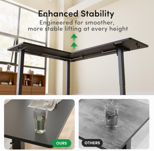 FEZIBO 75" x 63" L-Shaped Standing Desk - Adjustable Corner Desk L Shape, L-Shaped Adjustable Desk with Splice Board, L Shape Standing Desk, Black - Image 6