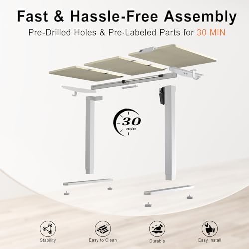 55 Inch Height Adjustable Standing Desk for Home, Light Walnut - Image 6