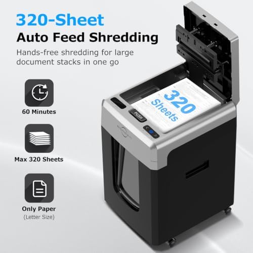 BONSEN 320-Sheet Micro Cut P-5 High Security Auto Feed Heavy Duty Shredder - Image 2