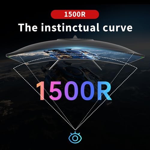 KTC 24 Inch 1500R Curved Gaming Monitor,180Hz 1ms FHD 1080p VA Monitor, Adaptive Sync, 110% sRGB, HDR Support, DisPlayPort/HDMI,Tilt, VESA for Gaming Home Office Business PS5 PC Monitors - Image 3