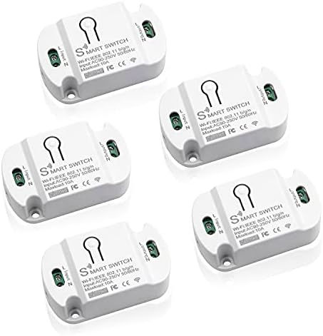 10A KR2201WB Wi-Fi Wireless Smart Basic Switch for Smart Home Smart Life APP Compatible with Alexa & Google Home Assistant No Hub Required Support DIY Module (5-Pcs) by RODOT%7CDIYYOURSMARTLIFE