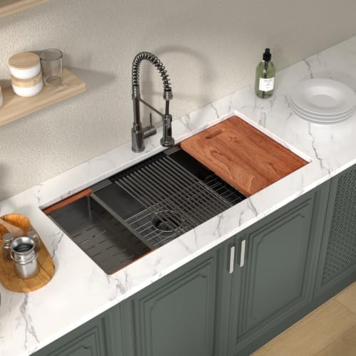 Lordear 39 Inch Black Undermount Kitchen Sink Workstation SUS304 16 Gauge - Image 2