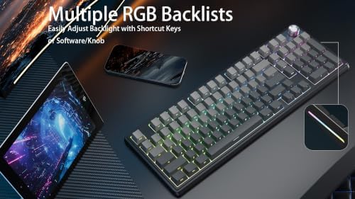 Wireless Mechanical Gaming Keyboard, Gradient Black Hot Swappable with Knob - Image 3