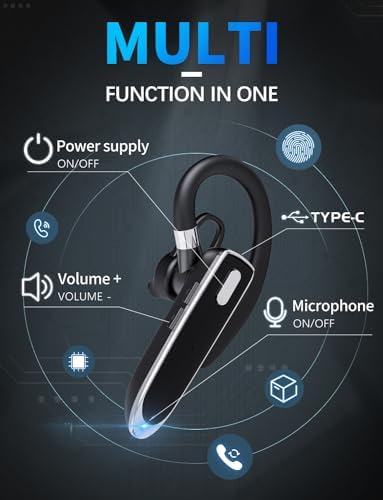 Bluetooth Headset V6.1, Wireless Bluetooth Earpiece with Mic - Image 3