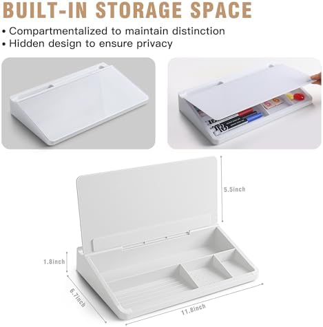 SELEAD Desktop Glass Whiteboard with Storage, 5 Markers and 1 Eraser, White - Image 4