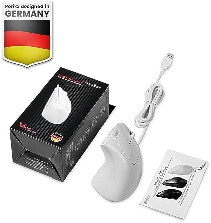 Perixx PERIMICE-513W Wired Ergonomic USB Mouse - 6 Buttons with 1000/1600 DPI - Vertical Right-Handed Design - White (Pack of 2) - Image 7