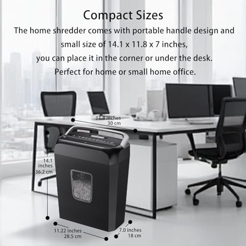 Bonsaii Paper Shredder for Home Office, 6-Sheet Cross-Cut, Shreds Paper, Credit Cards, Mail, Staples & Clips, 3.4-Gallon Clear Bin with Handle - Image 3