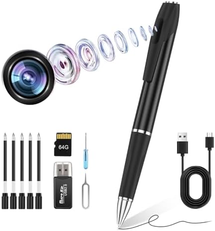 Hidden Camera Pen with 64GB, 1080P Indoor Security Camera for Office and Study, Pet Camera for Home Safety by Unknown