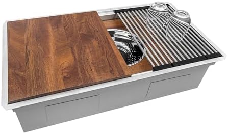 Ruvati 33-in Stainless Two-Tier Workstation Kitchen Sink - RVH6222ST by Unknown