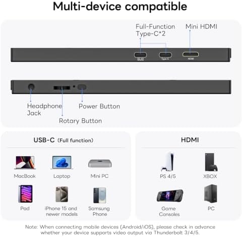 10.5" Portable Monitor with Smart Cover 1280P HDR Travel Monitor for Laptop - Image 5