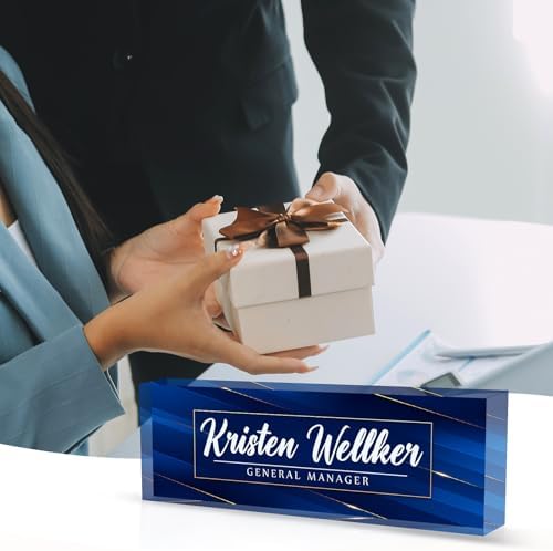 Desk Name Plate Personalized Name Plate for Desk, Office Desk Decor, 3D Style Personalized Plaque Name Plates for Desks Custom Appreciation Gifts for Boss Lady Employee Coworkers (Deep Blue) - Image 6