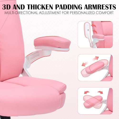 Pink Office Chair With 3 Way Adjustable Armrest Executive Office Chair - Image 3