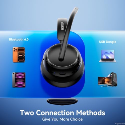 Wireless Headset with Mic for Work, Noise Cancelling Bluetooth 6.0 Headset - Image 4
