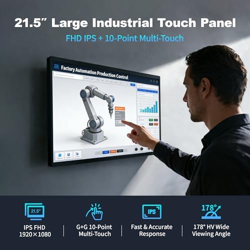 21.5" All in One Tablet Panel PC Win11 Pro, N100 Fanless Industrial Touchscreen Monitor Computer, 8GB RAM 128GB ROM, 1920 * 1080 IPS, USB3.2 * 2, USB2.0 * 2, LAN*2, HDMI2.0, Type-C3.1 - Image 2