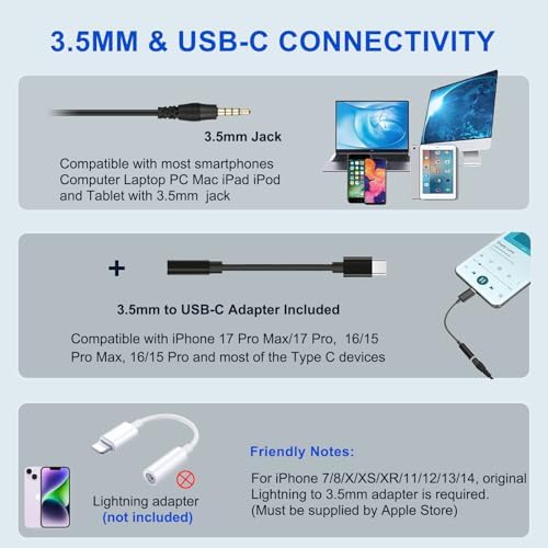 Callez Computer Headset, 3.5mm Cell Phone Headset with Mic Noise Cancelling - Image 2