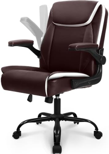 NEO CHAIR PU Leather Office Desk Chair with Adjustable Arms, Warm Brown by NEOCHAIR