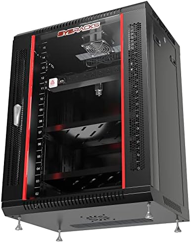 Sysracks 15U Wall Rack Mount Server 18" Deep Network Cabinet, Server Rack with Fan, Removable Side Panels, Locking Glass Door 19" Computer Cabinet Enclosure Network Rack Case 15.450 - Image 7
