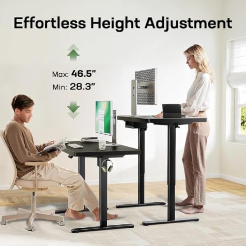 Marsail 48 x 30 Electric Standing Desk with One-Piece Desktop, Sit Stand Desk with Thickened Tabletop, Height Adjustable Stand Up Desk with Cable Management for Home Office(Frame+Desktop, 2 Packages) - Image 4