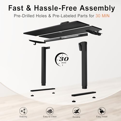 32 Inch Height Adjustable Standing Desk for Home Office, Black - Image 6