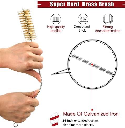 16 Inch Extra Long Pipe Cleaning Brush Set with Brass Bristles - Image 3