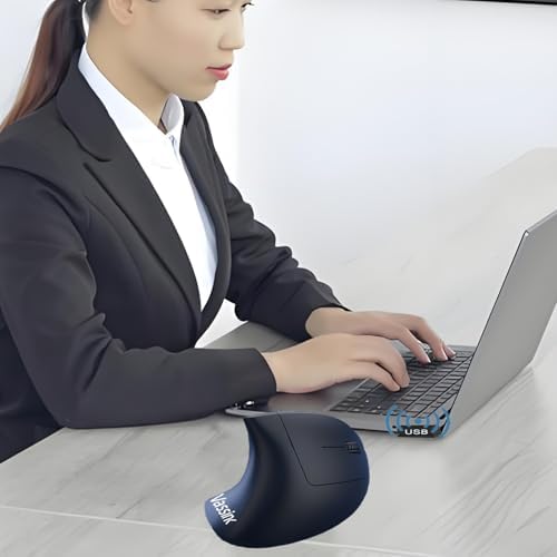 Vassink Ergonomic Mouse, Rechargeable Wireless Mouse,2.4GHz Rechargeable Wireless Vertical Optical Mice with USB Receiver, 6Buttons, 800/1200/1600 DPI, for Laptop, PC, Computer - Image 5