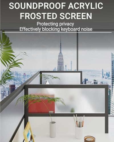 Nykto 1-Person Office Cubicle Desk Workstation w/Mute Privacy Panels, Black - Image 4