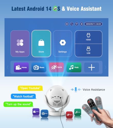 Smart Projector with Wifi and Bluetooth, Native 1080P 4K Support Projector - Image 5