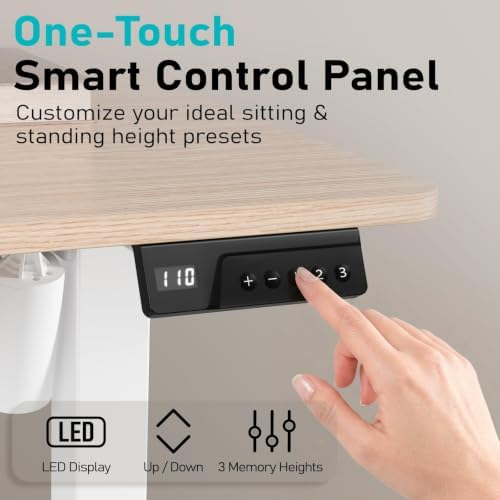 Electric Standing Desk, 40" x 24" Small Sit Stand Desk, Light Walnut - Image 7