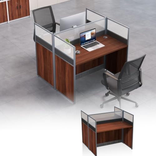 Modular Office Cubicle Desk Workstation with Privacy Panels and Cable Management, 2-Person Long Computer Desk for Commercial Workspace, Sound Dampening Partition Wall (White, 47.2IN) by UsosidamFoldTables