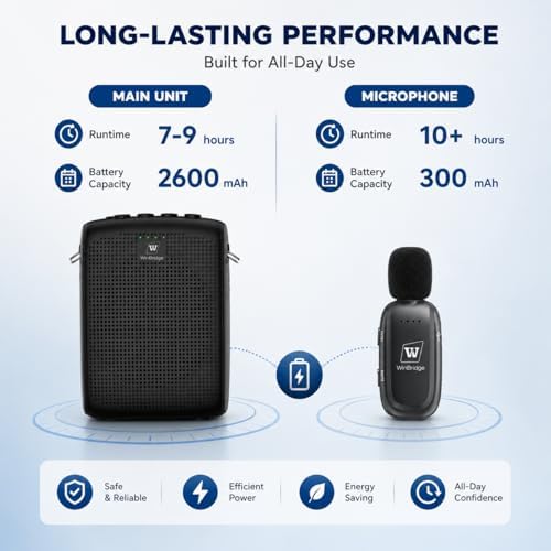 WinBridge Wireless Voice Amplifier with Clip-On Lapel Mic for Teachers - Image 5