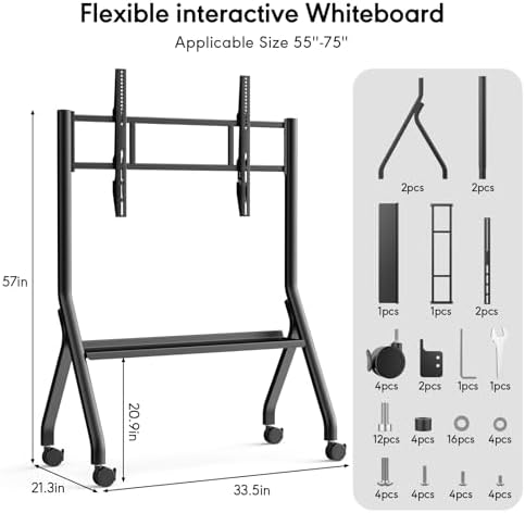 Smart Board Stand with Wheels, Fits 55/65/75 Inch Interactive Whiteboard - Image 6