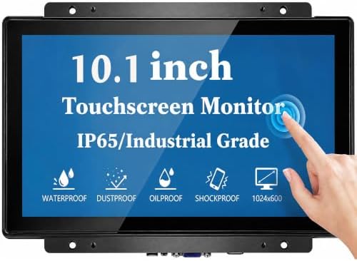 10.1 Inch Industrial Touch Monitor - 10-Point Multi-Touch 1280x800 IP65 Waterproof LCD Display - with HDMI VGA Ports and VESA Panel Mount for Kiosk Automation POS Vending Systems by openframetouchscreenmonitor