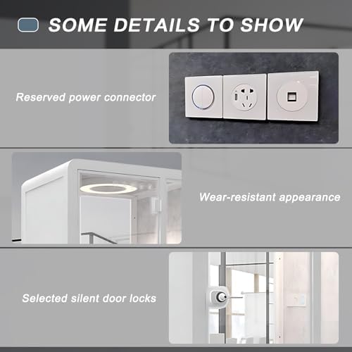 White Office Pod Booth (White Simple Appearance Design)(Reduce Noise by 25-35 Decibels)(Silent Fresh Air System) Soundproof Booth with Lighting,Universal Wheel for Sining (47.24IN) - Image 6