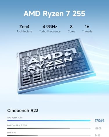 MINISFORUM N5 Air 5-Bay Desktop NAS, AMD Ryzen 7 255(8C/16T) CPU, 16GB DDR5, 64GB SSD, 1x 10GbE, 1x 5GbE, 2x USB4(8K), 8K HDMI, OCuLink, 3x M.2 Slots, PCIe x16 Slot, Network Attached Storage(Diskless) - Image 2