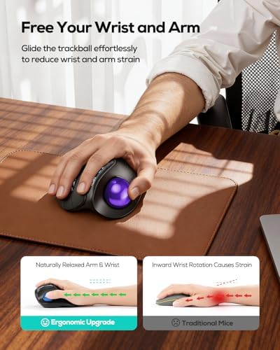 Nulea Wireless Ergonomic Vertical Trackball Mouse Thumb Control - Image 5