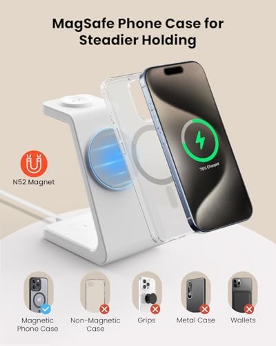 Magsafe Wireless Charging Station for iPhone: Certified 15W Fast Charging Station, 3 in 1 Magnetic Charger Stand for iPhone 17/16/15/14/13/12 Series, Apple Watch, AirPods 4/3/Pro - Image 6